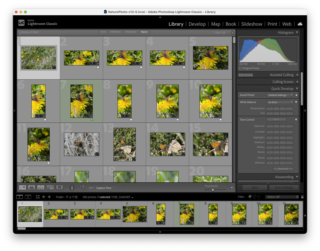 lightroom classicでのRAW現像の手順説明1