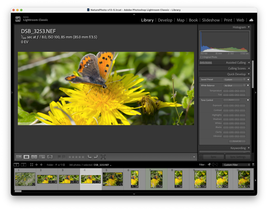 lightroom classicでのRAW現像の手順説明3
